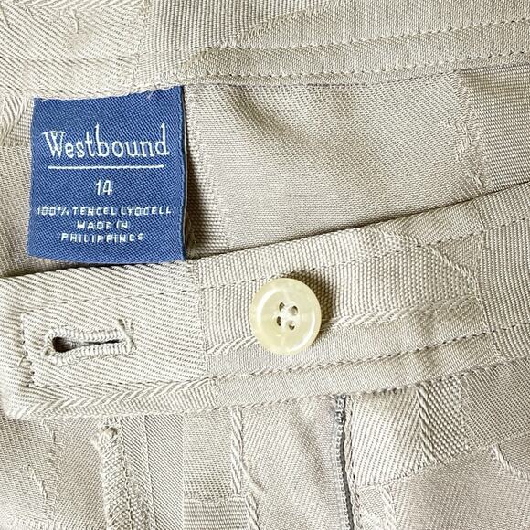 Westbound Dress Pants Size 14 Abstract Weave Pattern Tencel Fabric Beige Career - Picture 5 of 14